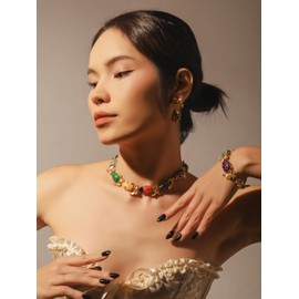 OJERRY Colorful Byzantine Constantinople Medieval Renaissance Sacred Bold Chunky Costume Statement Link Wrist Bracelet Cool Jewelry Coolest Gifts for Women Trendy In Their 30s