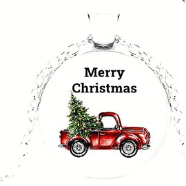 Fashion Jewelry CHRISTMAS RED TRUCK TREE Pendant Charm Silver 20" Necklace Women Ladies Men Gift