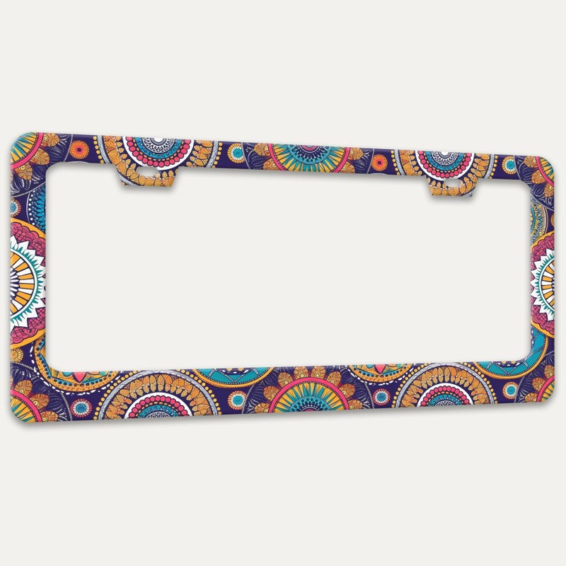Mandala Flowers License Plate Frame Floral Print License Plate Holders