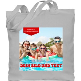 Geschenk mit Namen personalisiert by Shirtracer - Cotton Bag - Picture - Own Photo, 5 Light Grey