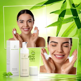 Herbal Cleansing Foam - for a gentle and gentle facial cleansing, with essential ingredients from nature, 150 ml, prevents acne, blemishes, blackheads and pimples