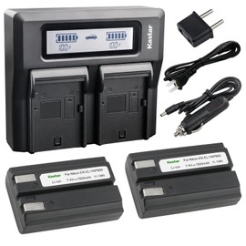 Kastar Fast Dual LCD Charger + 2X Battery for Nikon EN-EL1, NP-800 and Nikon Cooipix 4300 4500 4800 Coolpix 5000 5400 5700 8700 775 880 885 995 E880, DG-5W Dimage A200