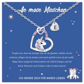 VGWON Unicorn Gift Necklace for Girls, 14K White Gold Plated Heart Pendant, Unicorn Gift for Girls Birthday, Gift for Girls Jewellery, Stainless Steel, No gemstone