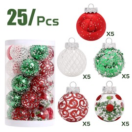 JEKOSEN Christmas Ball Ornaments 25PCS for Christmas Tree Ornaments 2.36" Shatterproof Christmas Tree Decorations with Red Green White Christmas Ornaments Balls