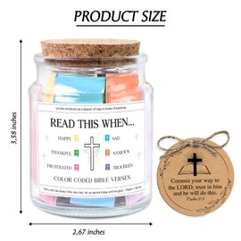 NewEleven Birthday Gifts For Women - Christian Gifts For Women, Her, Friends - Appreciation Present From Friend, Family - Decorative Glass Inspirational Scripture Jar With 92 Bible Verse