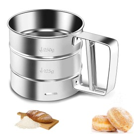 Powder Sugar Sifter for Baking,Stainless Steel Flour Sieve,Handheld Powder Flour Mesh Sifter,Coffee Powder,Flour Filter Baking Sieve Tool, Silver