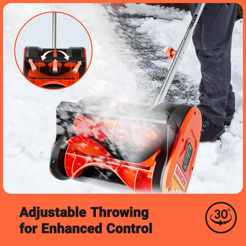 VOLTASK 12-Inch Corded Snow Blower, 10 Amp Electric Snow Blower