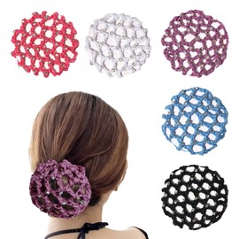 Zcbzbn Hair Nets 5 Piece Nets Ballet Hair Nets Hairstyles with Hair Nets Glitter Crystal Hair Nets Ballet Hair Nets for Girls Hair for Art Gymnastics Figure Skating Ballet