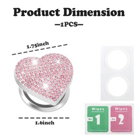 Bling Push Start Button Cover with Rhinestone,Heart Push to Start Button Cover for Car Decor,Diamond Engine Start Button Cover Car Accessories Interior for Women & Girl (Pink)