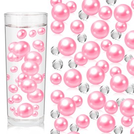 ZEBMOON 100PCS Pink Vase Faux Pearls, Pink Marbles for Vases, Pink Vase Beads for Centerpiece Vases, Pink Vase Filler Faux Pearls, No Holes Pink Filler Beads for Party Wedding Table Decor, 14/20/30mm