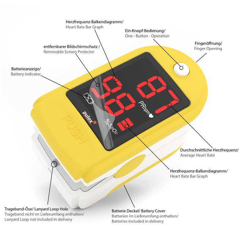PULOX PO-100 Solo Pulse Oximeter in Yellow