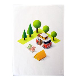 Half a Donkey Camper Van and Tent Design Cotton Tea Towel