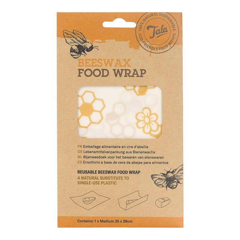 Tala Reusable Beeswax Food Wraps, Honeycomb Patterned Design, Measuring 25