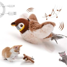 Starnearby Flapping Bird Cat Toy, Interactive Flappy Bird Cat Toy with Chirping and Flapping Wings, 3 Speed, Touch Activated, for Indoor Cats Kitten, Dogs