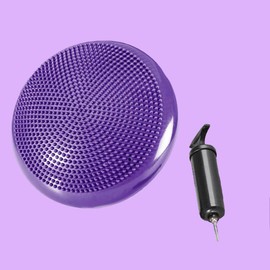 Balance Disc, Soft Yoga Balance Cushion, Wobble Cushion, Inflatable, Kids And Adults Stability Air Cushion Massage Pad Home Gym Workout Equipment with Inflator Pump Purple