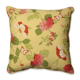 Pillow Perfect Bright Floral Indoor/Outdoor Accent Throw Pillow Plush Fill, Weather, and Fade Resistant, Floor - 25" x 25", Gold Risa Lemonade