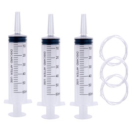 3 x syringes 60 ml, 60 ml syringe, 60 ml syringe, syringe 60 ml, plastic syringe, syringe with hose, 60 ml plastic syringe, large syringe, plastic syringe (without needles)