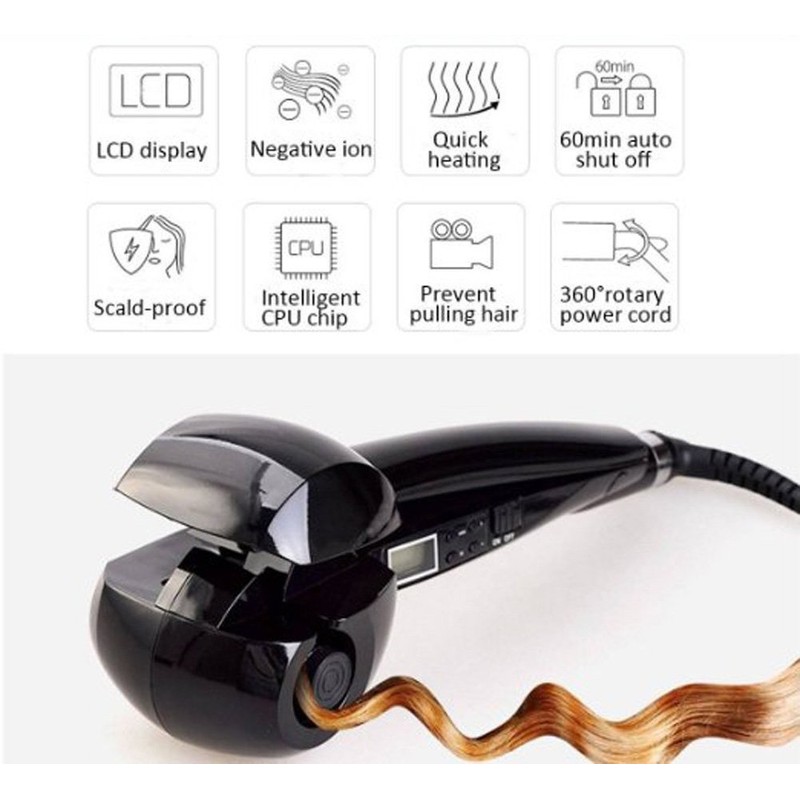 Hann Hair Curler, LCD Pro Salon Automatic Ceramic Roller Wave