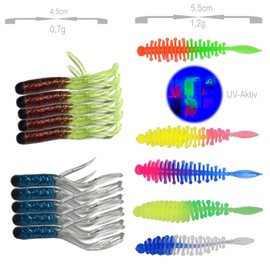 Njord Kalastus Mega Trout Bait Assortment Box 126 Pieces Complete Set | Perfect Fishing Gift for Anglers | Rubber Trout Bait and Perch Bait Set | Fishing Lure Rubber Worm Perch Set