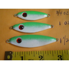 SHAD 25 PCS SHAD JIG/SPOON STYLE LURE BAIT/CASTING FISHING 1-1/2 OZ. NEON GREEN/WHITE