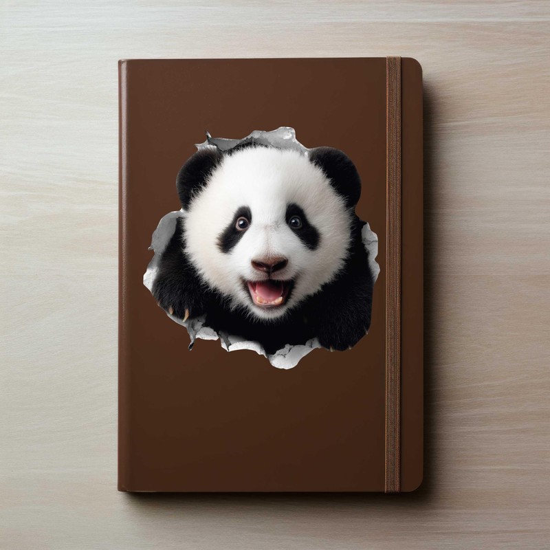 Panda Hole Wall Decal – 3D Cute Animal Sticker –