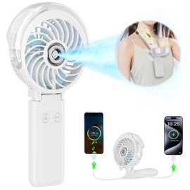 HandFan 5200mAh Upgraded Personal Misting Fan, Rechargeable Handheld Mister Fan, Spray Water Mist Fans, Portable Cooling AC, Electric Mini Hand Fans for Beach Travel Outdoors(White)