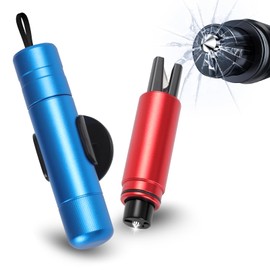 Sosayet 2 in 1 Seat Belt Cutter Emergency Hammer - 2 Pieces Hammerdex Glass Breaker - Emergency Hammer Car with Belt Cutter - Upgraded Emergency Rescue Tool - Safety Hammer Car for Bus, Car (Red +