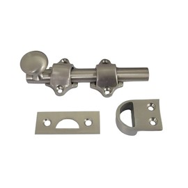 QCAA Solid Brass Dutch Door Bolt, 4", Brushed Satin Nickel, Made in Taiwan, 2 Pack