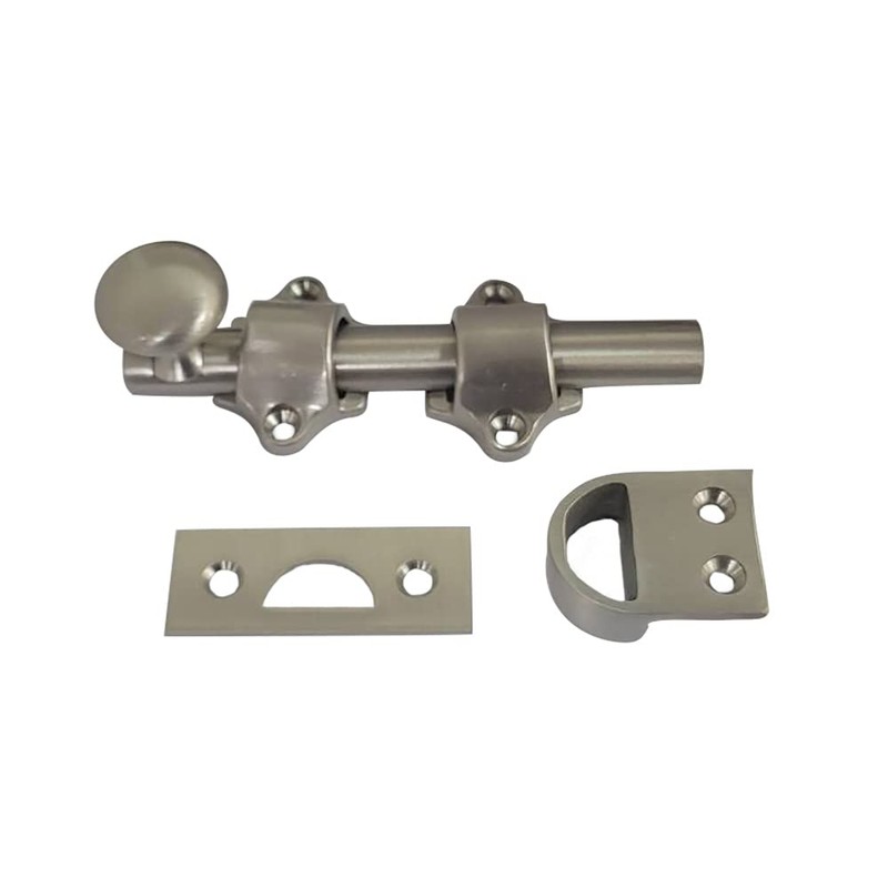 QCAA Solid Brass Dutch Door Bolt, 4", Brushed Satin Nickel,