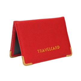 AKH® Bus Pass Wallet Credit Travel Rail ID Holder for Oyster Card Lot Leather Wallet UK (Red)