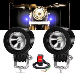 NWpangu LED Motorcycle Driving Lights, 2Inch Round Blue Spotlights Front Fog Driving Lamps 12V 24V for 4x4 ATV Tractor Offroad Motorbike(Include Switch)