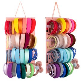 JOYMOMO Hanging Headband Holder for Girls,Felt Headband Organizer Headband Storage Holder Organizer for Headband (Without Headbands) (40 Slots Pink)