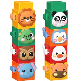 CYZJPRVN 8 Pieces Baby Toy, Animal Building Blocks for Stacking and Collecting with Motion Effect, Montessori Toy for Children from 3 Years, Learning Sensory for Boys Girls Gifts