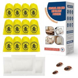 16 Pack Bed Bug Repellent Pouches for Home, Travel, Indoor Use, Natural Plant-Based Bed Bug Killer Pet & Kid Safe, Alternative to Bed Bug Spray, Dust Mite Spray & Bed Bug Bomb, Mess Free, Easy to Use