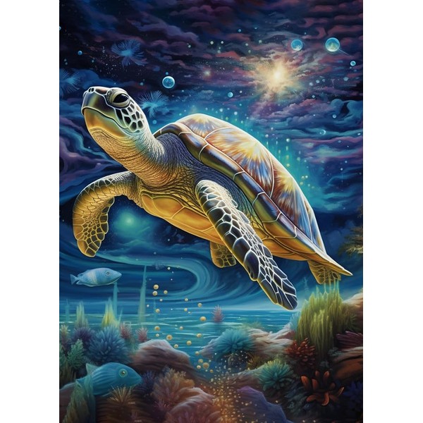 Full Drill 5D Diamond Drawing Kits,Sea Life Turtle Crystal Rhinestone Embroidery Art, DIY Arts & Crafts Supply for Children's Beginners and Adults, Home Wall Decoration-30x40cm