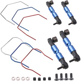 Aluminum Wide Anti-Roll Bar Set Front & Rear Sway Bar Kit for 1/10 Slash Rustler,Stampede,Rally 4x4 4WD RC Car Upgrade Part (Navy Blue)