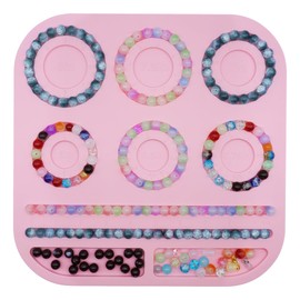 Bead Boards for Jewelry Making, Silicone Beading Board for Jewelry Bracelet Making, Beading Trays Jewelry Design Mats for Necklace, Bracelet, DIY Design, Bead Measuring Plate, Pink
