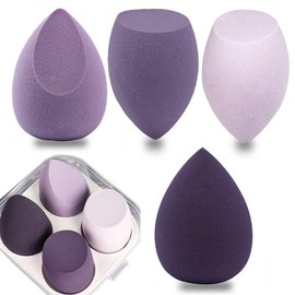 Esponja Maquillaje, Beauty Blenders, para Juego de Esponjas de Maquillaje Facial, Uso Seco y Húmedo, Esponja de Maquillaje para Base en Polvo (Púrpura, 4Pcs)