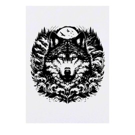 'Moonlight Wolf' Temporary Tattoo - Water Resistant, Skin-Safe, Non-Toxic Transfer (TO00074141)