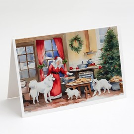 Caroline's Treasures DAC3878GCA7P Samoyed Christmas Cookies Greeting Cards Pack of 8 Blank Cards with Envelopes Whimsical A7 Size 5x7 Blank Note Cards