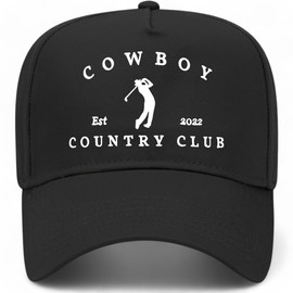 Golf Cowboy Club Vintage Trucker Hat | Premium Snapback Hat for Men & Women (US, Alpha, One Size, Black)