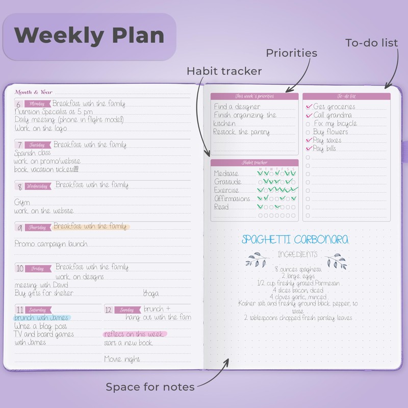 GoGirl Planner Agenda – Colorful Undated Monthly & Weekly Organizer