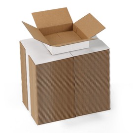 EXYGLO 50 Pack 4x4x1 Shipping Boxes for Small Business, White Corrugated Cardboard Small Box for Packaging, Moving, Mailing, and Storing