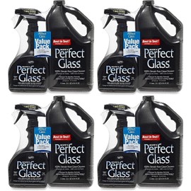 HOPE'S Perfect Glass Cleaner, Streak-Free, Ammonia-Free Window, Mirror, Screen, and Shower Door Cleaner, Indoor and Outdoor Glass Surfaces, 32 Fl Oz Spray Bottle and 67.6 Fl Oz Refill, Pack of 4