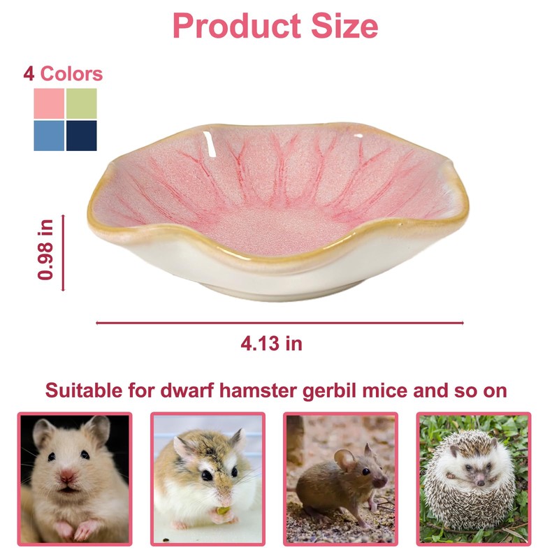 4PCS Ceramic Hamster Food Dish,Lotus Leaf Guinea Pig Food Bowls
