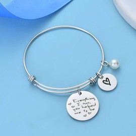 Mom Gifts from Daughter Everything I Am You Helped Me to Be Bracelet Mother Bangle Jewelry Thank You Gifts (Style - 1)