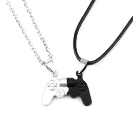 Mikovivi Pack of 2 Friendship Necklaces, Magnetic Matching Couples Necklaces Forever Jewellery Gift for Anniversary Birthday Women Men (Game Controller), Stainless Steel, No Gemstone