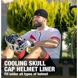 MELASA 4 Pack Cooling Skull Cap for Men Women, Breathable Mesh Helmet Liner, Sweat Bike Cap for Cycling Motorcycle Hard Hat