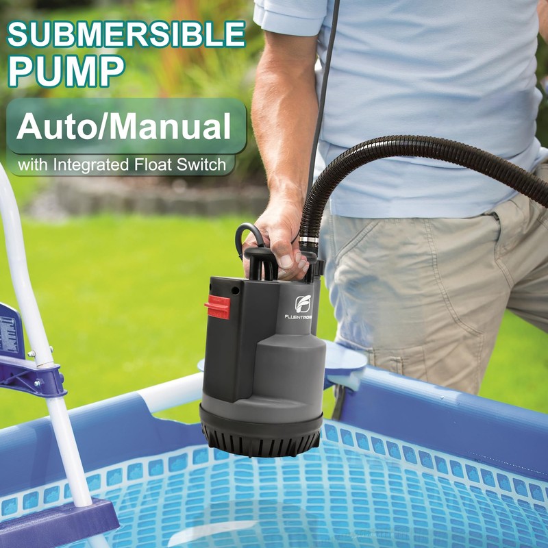 FLUENTPOWER 3/4HP Submersible Sump Pump 3300GPH Utility Water Pump, Auto/Manual
