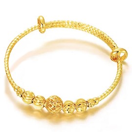 AT Jewellery - 9ct Yellow Gold Filled Girl's Kid's Ball Style Bright Designer Bangle